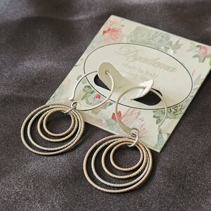 New 925 Sterling Silver Tri-Color Rose Gold Tone Concentric Hoop Dangle Earrings